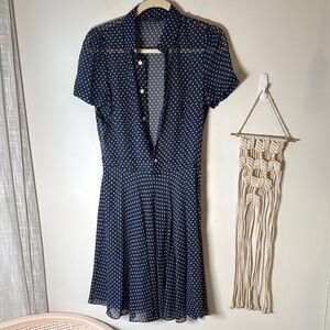 Polo by Ralph Lauren Blue Midi Sundress with Notched Collar Size 6